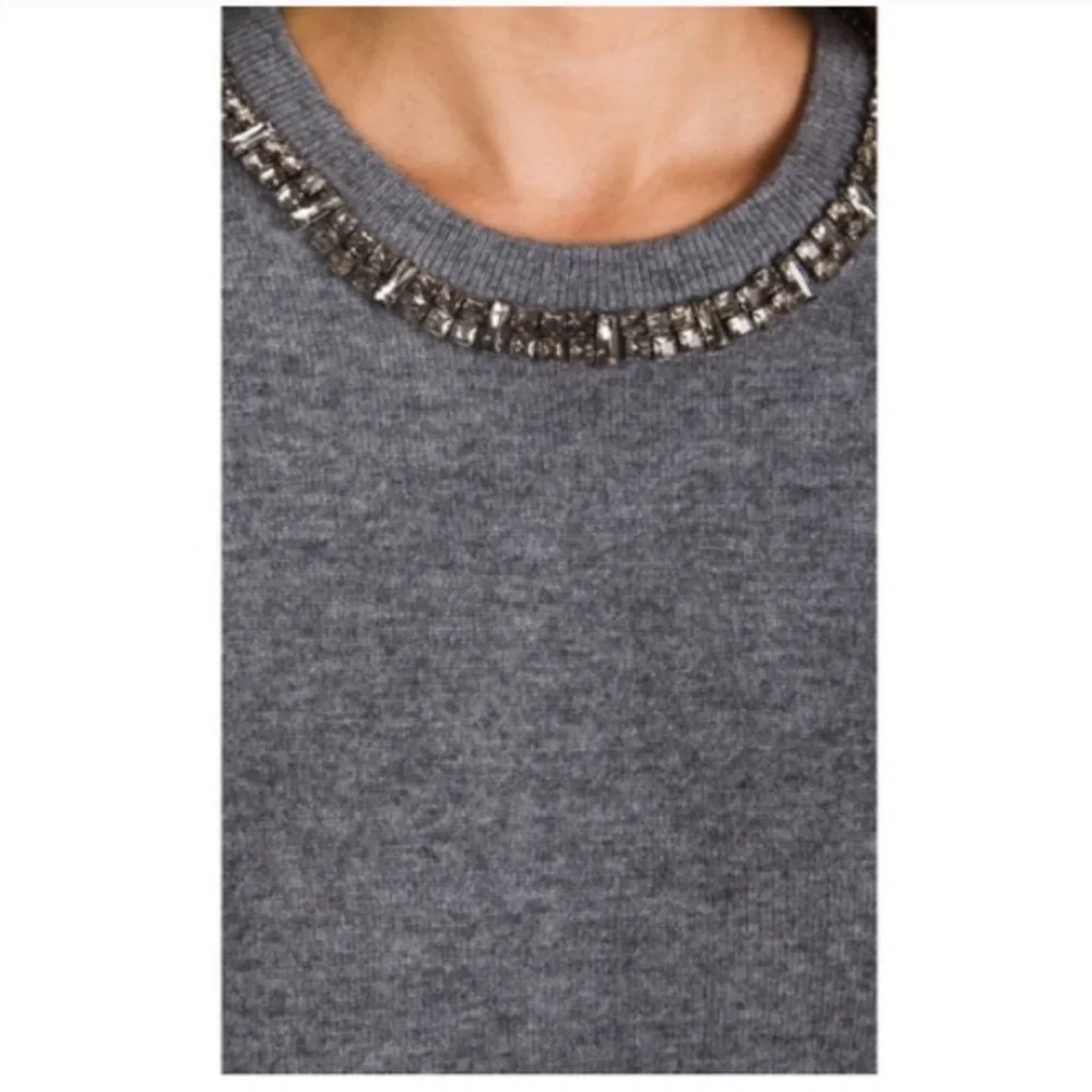 Equipment Femme Sweater Women’s M Gray Pullover Embellished Neck - Picture 4 of 13